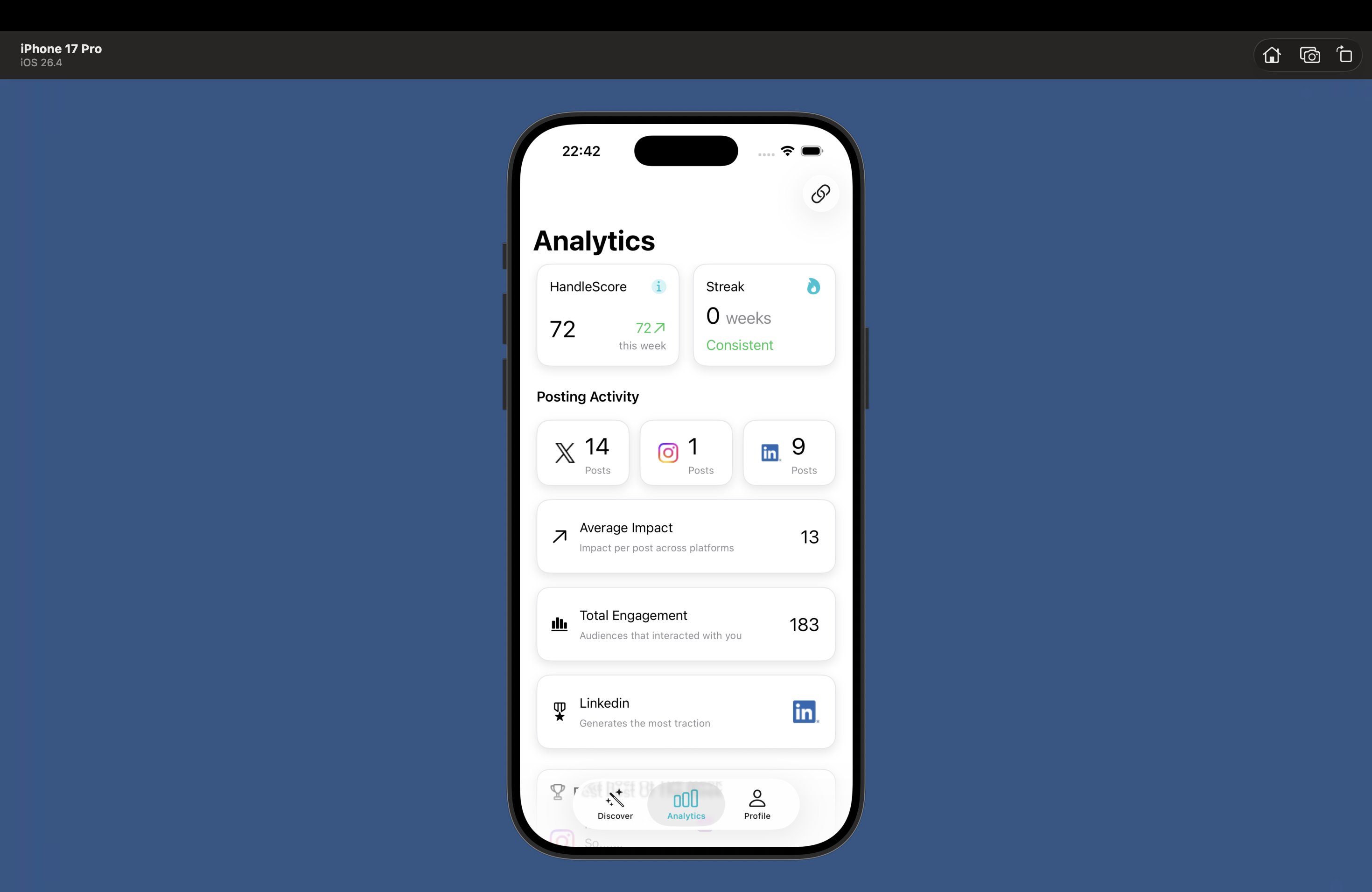 Handle - iOS Personal Brand App