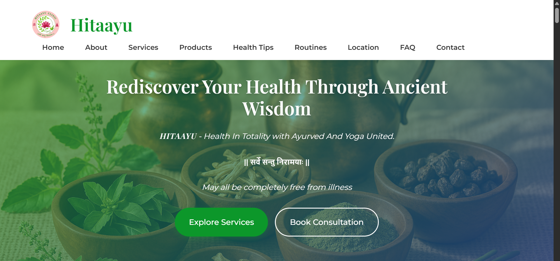 Hitaayu Ayurvedic Clinic Website