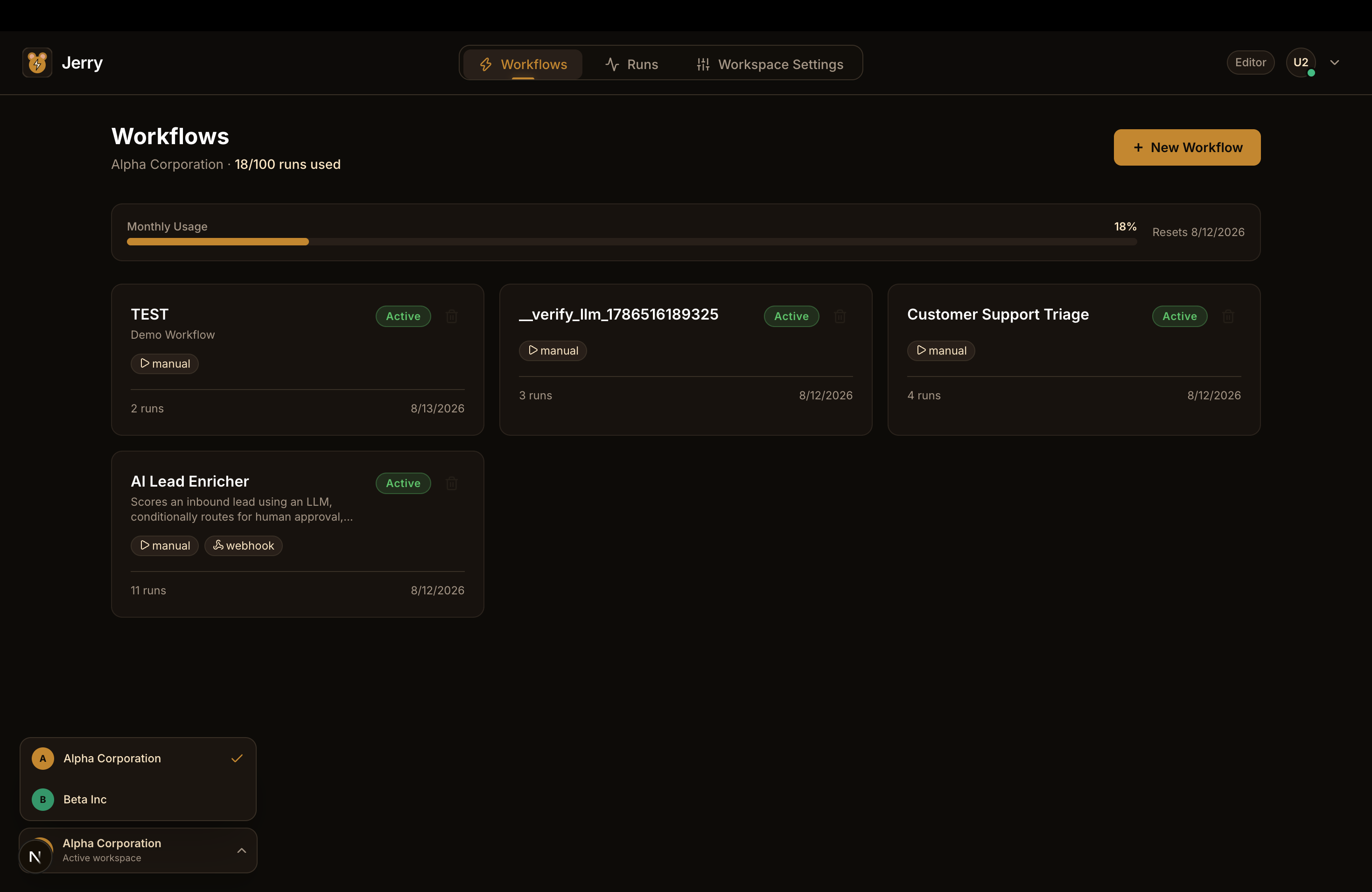 Jerry - Multi-Tenant AI Agent Workflow Builder