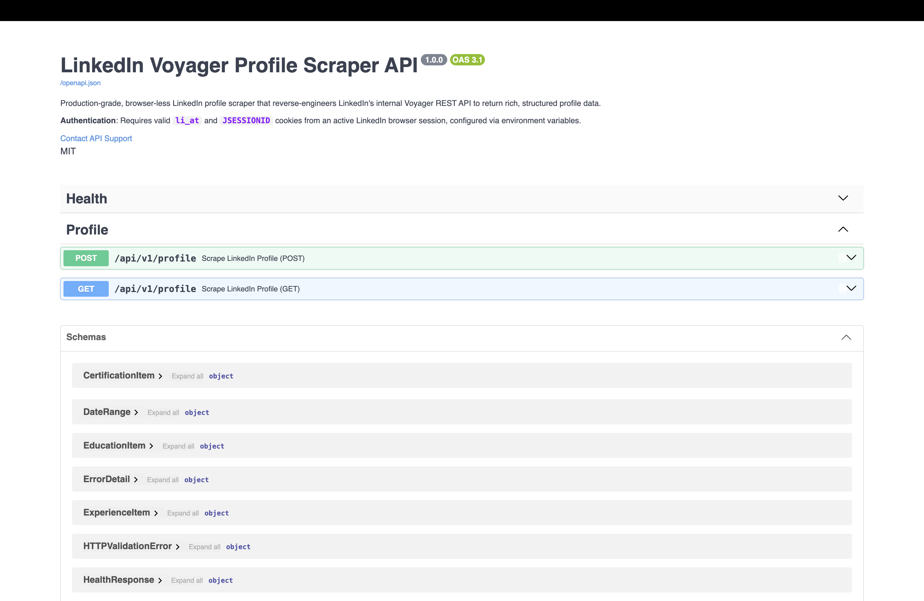 LinkedIn Voyager REST API